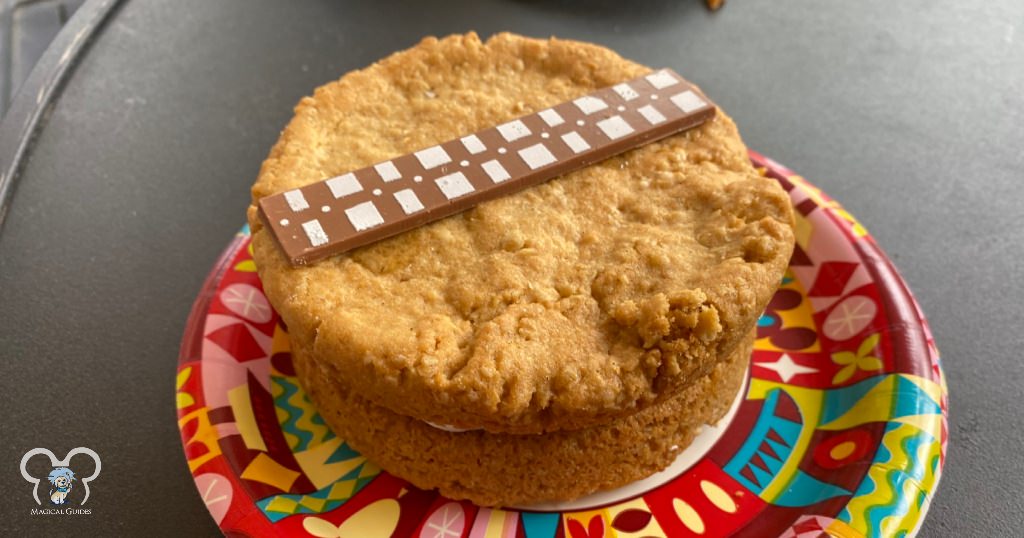The Wookie oatmeal cookie sandwich with the chocolate bandolier iconic to Chewbacca.